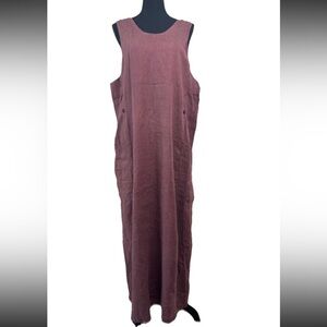 FLAX Jeanne Engelhart Women’s L‎ 100% Linen Sleeveless Maxi Dress Plum Lagenlook